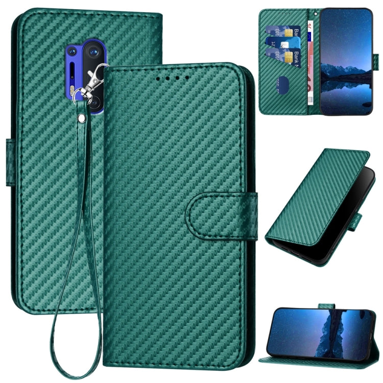 YX0070 Carbon Fiber Buckle Leather Phone Case with Lanyard, For OnePlus 8 Pro
