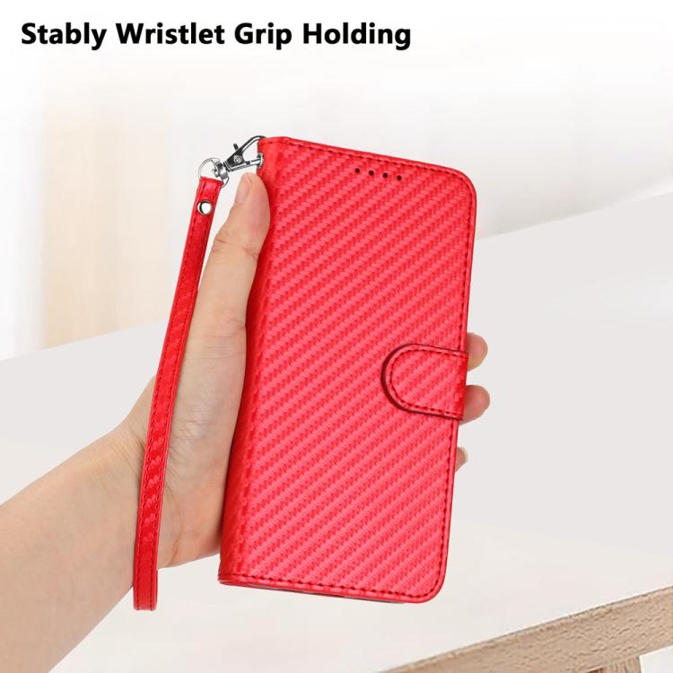 YX0070 Carbon Fiber Buckle Leather Phone Case with Lanyard, For OnePlus 13T, For OnePlus Ace 5 / 13R Global, For OnePlus 12