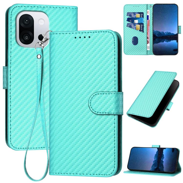 YX0070 Carbon Fiber Buckle Leather Phone Case with Lanyard, For OnePlus 13T, For OnePlus Ace 5 / 13R Global, For OnePlus 12