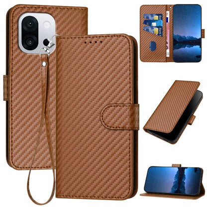 YX0070 Carbon Fiber Buckle Leather Phone Case with Lanyard, For OnePlus 13T, For OnePlus Ace 5 / 13R Global, For OnePlus 12