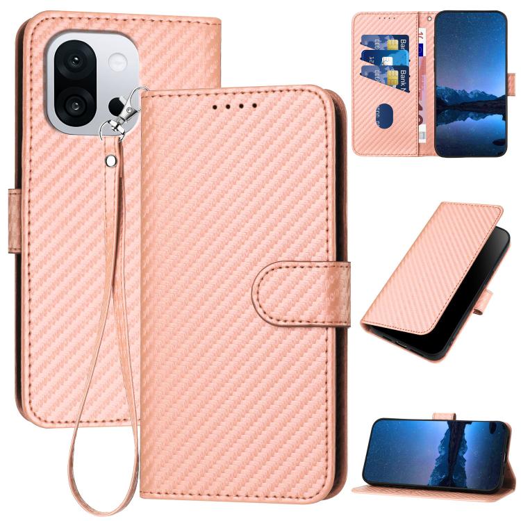 YX0070 Carbon Fiber Buckle Leather Phone Case with Lanyard, For OnePlus 13T, For OnePlus Ace 5 / 13R Global, For OnePlus 12