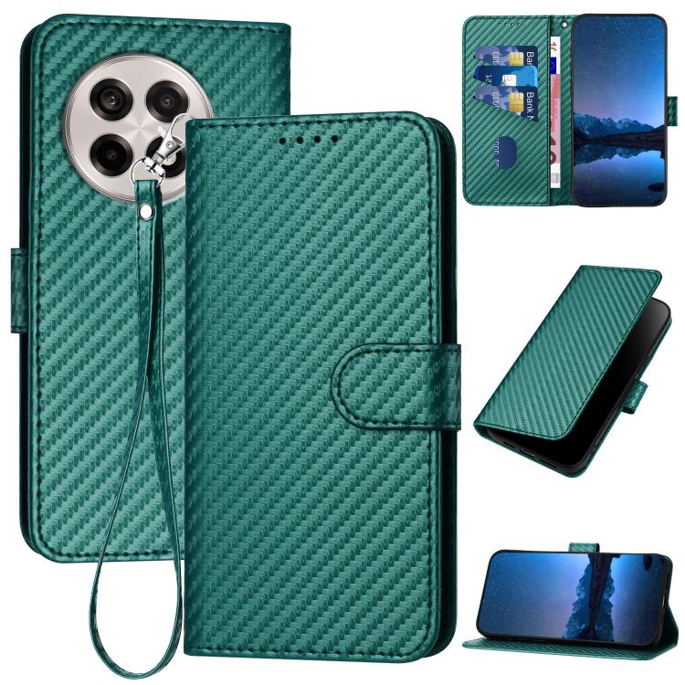 YX0070 Carbon Fiber Buckle Leather Phone Case with Lanyard, For OnePlus 13T, For OnePlus Ace 5 / 13R Global, For OnePlus 12
