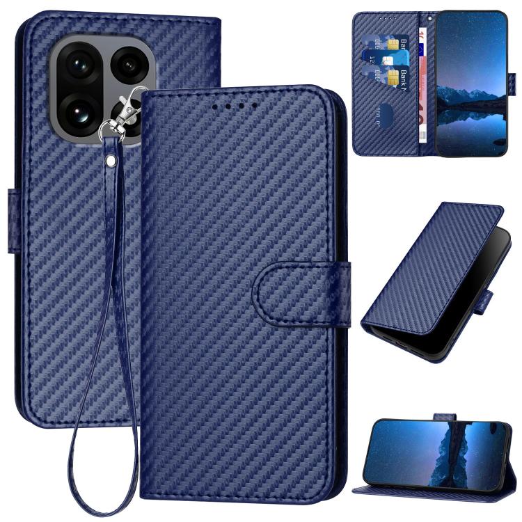YX0070 Carbon Fiber Buckle Leather Phone Case with Lanyard, For OnePlus Turbo 6 / Turbo 6V, For OnePlus Ace 6, For OnePlus 15