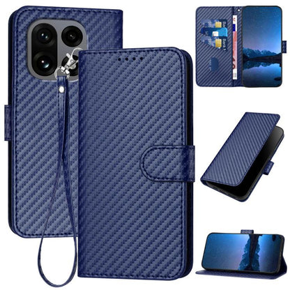 YX0070 Carbon Fiber Buckle Leather Phone Case with Lanyard, For OnePlus Turbo 6 / Turbo 6V, For OnePlus Ace 6, For OnePlus 15