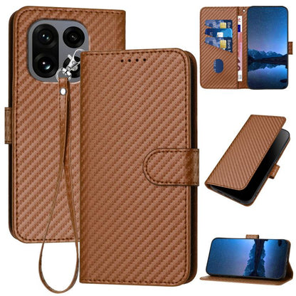 YX0070 Carbon Fiber Buckle Leather Phone Case with Lanyard, For OnePlus Turbo 6 / Turbo 6V, For OnePlus Ace 6, For OnePlus 15