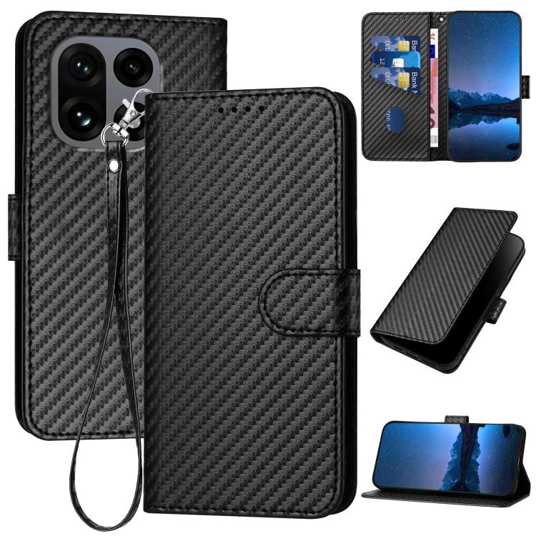 YX0070 Carbon Fiber Buckle Leather Phone Case with Lanyard, For OnePlus Turbo 6 / Turbo 6V, For OnePlus Ace 6, For OnePlus 15