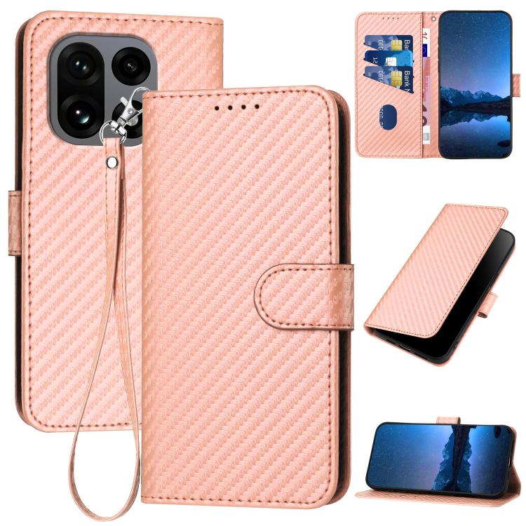 YX0070 Carbon Fiber Buckle Leather Phone Case with Lanyard, For OnePlus Turbo 6 / Turbo 6V, For OnePlus Ace 6, For OnePlus 15