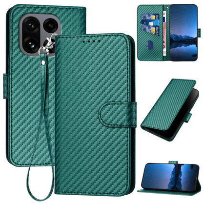 YX0070 Carbon Fiber Buckle Leather Phone Case with Lanyard, For OnePlus Turbo 6 / Turbo 6V, For OnePlus Ace 6, For OnePlus 15