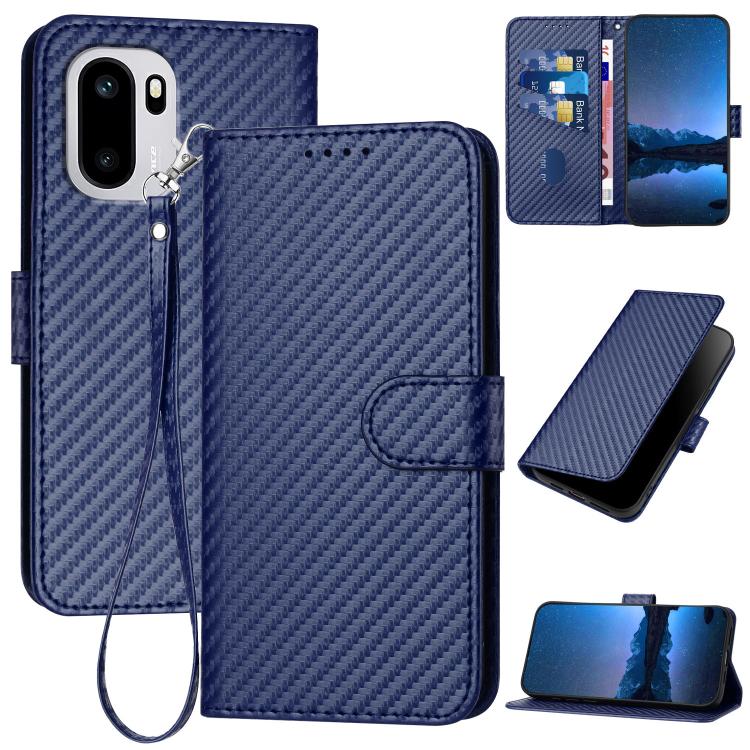 YX0070 Carbon Fiber Buckle Leather Phone Case with Lanyard, For OnePlus Turbo 6 / Turbo 6V, For OnePlus Ace 6, For OnePlus 15