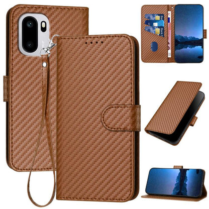 YX0070 Carbon Fiber Buckle Leather Phone Case with Lanyard, For OnePlus Turbo 6 / Turbo 6V, For OnePlus Ace 6, For OnePlus 15