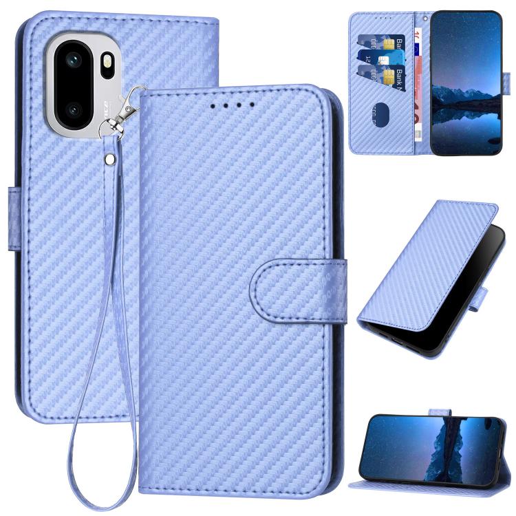 YX0070 Carbon Fiber Buckle Leather Phone Case with Lanyard, For OnePlus Turbo 6 / Turbo 6V, For OnePlus Ace 6, For OnePlus 15