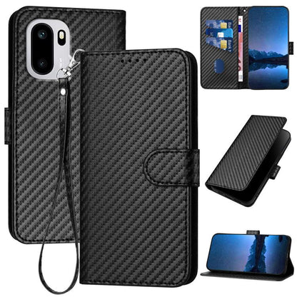 YX0070 Carbon Fiber Buckle Leather Phone Case with Lanyard, For OnePlus Turbo 6 / Turbo 6V, For OnePlus Ace 6, For OnePlus 15