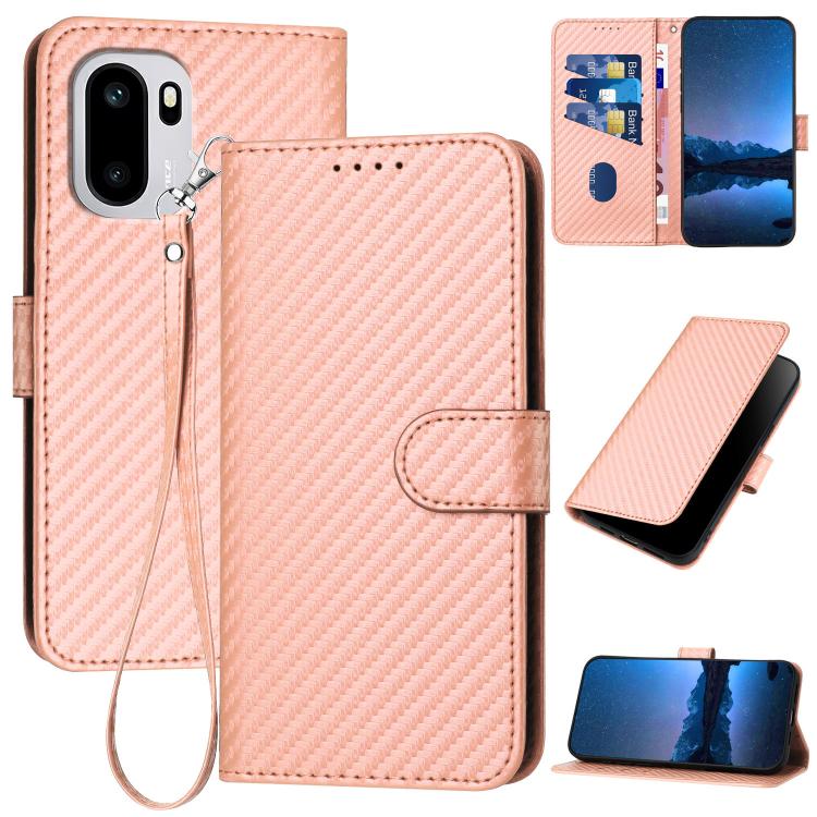 YX0070 Carbon Fiber Buckle Leather Phone Case with Lanyard, For OnePlus Turbo 6 / Turbo 6V, For OnePlus Ace 6, For OnePlus 15