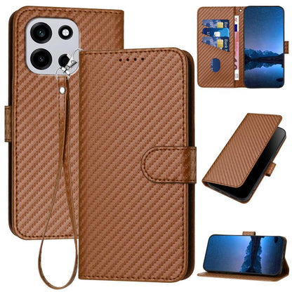 YX0070 Carbon Fiber Buckle Leather Phone Case with Lanyard, For OnePlus Turbo 6 / Turbo 6V, For OnePlus Ace 6, For OnePlus 15