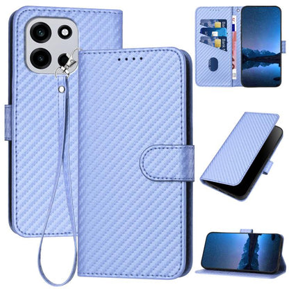 YX0070 Carbon Fiber Buckle Leather Phone Case with Lanyard, For OnePlus Turbo 6 / Turbo 6V, For OnePlus Ace 6, For OnePlus 15