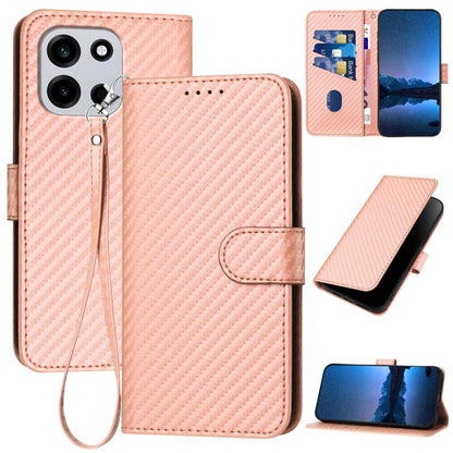YX0070 Carbon Fiber Buckle Leather Phone Case with Lanyard, For OnePlus Turbo 6 / Turbo 6V, For OnePlus Ace 6, For OnePlus 15