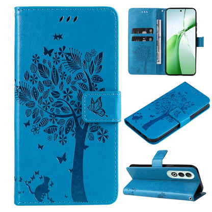 Tree & Cat Embossed Pattern Flip Leather Phone Case, For OnePlus Nord CE4