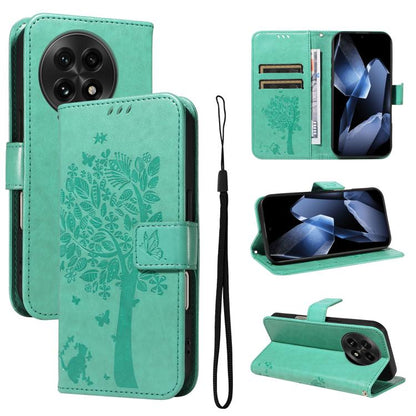Tree & Cat Embossed Pattern Flip Leather Phone Case, For OnePlus 13R Global, For OnePlus 13
