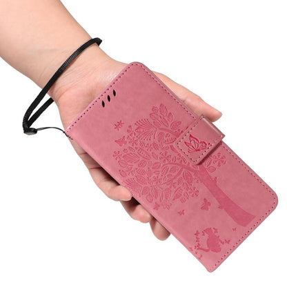 Tree & Cat Embossed Pattern Flip Leather Phone Case, For OnePlus 13R Global, For OnePlus 13