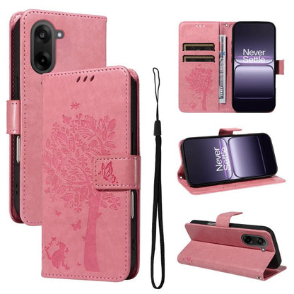 Tree & Cat Embossed Pattern Flip Leather Phone Case, For OnePlus Ace 5 Ultra, For OnePlus Nord CE5