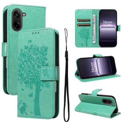 Tree & Cat Embossed Pattern Flip Leather Phone Case, For OnePlus Ace 5 Ultra, For OnePlus Nord CE5
