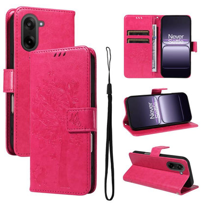 Tree & Cat Embossed Pattern Flip Leather Phone Case, For OnePlus Ace 5 Ultra, For OnePlus Nord CE5