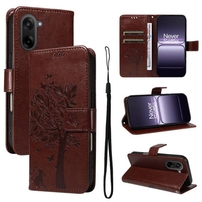 Tree & Cat Embossed Pattern Flip Leather Phone Case, For OnePlus Ace 5 Ultra, For OnePlus Nord CE5
