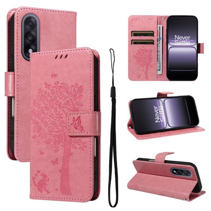 Tree & Cat Embossed Pattern Flip Leather Phone Case, For OnePlus Ace 5 Ultra, For OnePlus Nord CE5