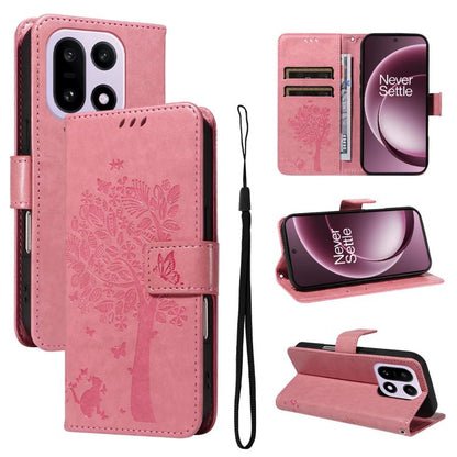 Tree & Cat Embossed Pattern Flip Leather Phone Case, For OnePlus Ace 6 5G, For OnePlus 15