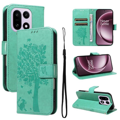 Tree & Cat Embossed Pattern Flip Leather Phone Case, For OnePlus Ace 6 5G, For OnePlus 15