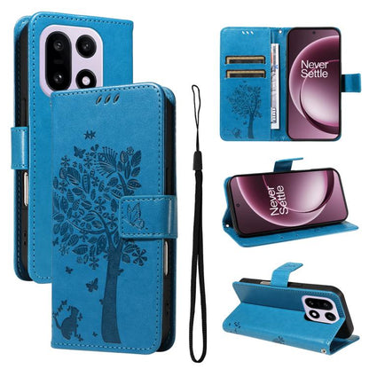 Tree & Cat Embossed Pattern Flip Leather Phone Case, For OnePlus Ace 6 5G, For OnePlus 15