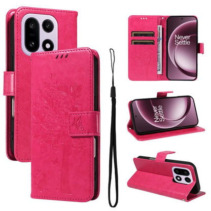 Tree & Cat Embossed Pattern Flip Leather Phone Case, For OnePlus Ace 6 5G, For OnePlus 15