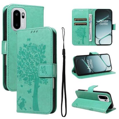 Tree & Cat Embossed Pattern Flip Leather Phone Case, For OnePlus Ace 6 5G, For OnePlus 15