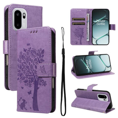 Tree & Cat Embossed Pattern Flip Leather Phone Case, For OnePlus Ace 6 5G, For OnePlus 15