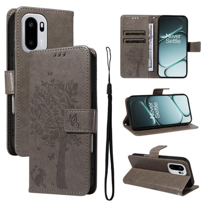 Tree & Cat Embossed Pattern Flip Leather Phone Case, For OnePlus Ace 6 5G, For OnePlus 15