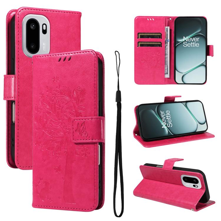 Tree & Cat Embossed Pattern Flip Leather Phone Case, For OnePlus Ace 6 5G, For OnePlus 15