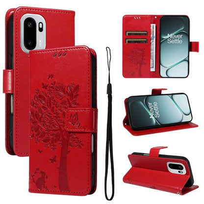 Tree & Cat Embossed Pattern Flip Leather Phone Case, For OnePlus Ace 6 5G, For OnePlus 15