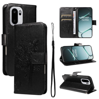 Tree & Cat Embossed Pattern Flip Leather Phone Case, For OnePlus Ace 6 5G, For OnePlus 15
