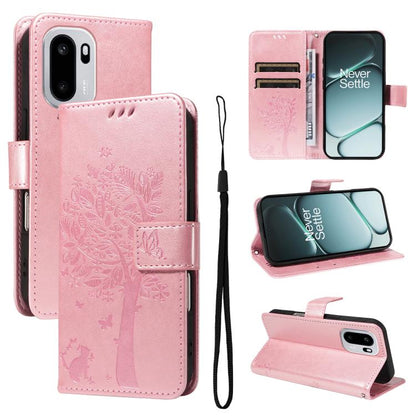 Tree & Cat Embossed Pattern Flip Leather Phone Case, For OnePlus Ace 6 5G, For OnePlus 15
