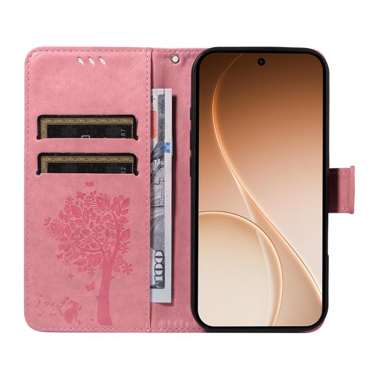 Tree & Cat Embossed Pattern Flip Leather Phone Case, For OnePlus Nord CE6 Lite/Turbo 6X 5G, For OnePlus Ace 6 Ultra