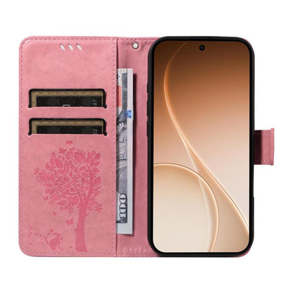 Tree & Cat Embossed Pattern Flip Leather Phone Case, For OnePlus Nord CE6 Lite/Turbo 6X 5G, For OnePlus Ace 6 Ultra