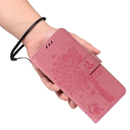 Tree & Cat Embossed Pattern Flip Leather Phone Case, For OnePlus Nord CE6 Lite/Turbo 6X 5G, For OnePlus Ace 6 Ultra