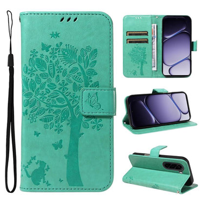 Tree & Cat Embossed Pattern Flip Leather Phone Case, For OnePlus Nord CE6 Lite/Turbo 6X 5G, For OnePlus Ace 6 Ultra