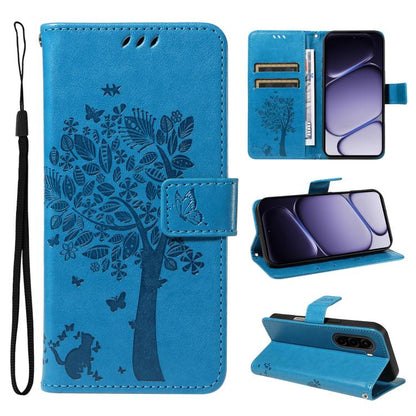 Tree & Cat Embossed Pattern Flip Leather Phone Case, For OnePlus Nord CE6 Lite/Turbo 6X 5G, For OnePlus Ace 6 Ultra