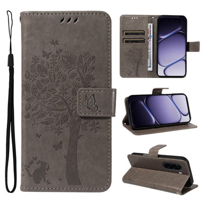 Tree & Cat Embossed Pattern Flip Leather Phone Case, For OnePlus Nord CE6 Lite/Turbo 6X 5G, For OnePlus Ace 6 Ultra