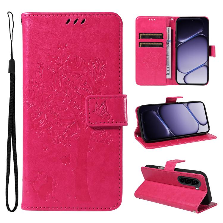 Tree & Cat Embossed Pattern Flip Leather Phone Case, For OnePlus Nord CE6 Lite/Turbo 6X 5G, For OnePlus Ace 6 Ultra