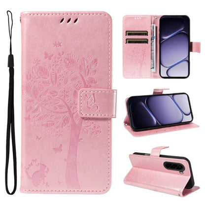 Tree & Cat Embossed Pattern Flip Leather Phone Case, For OnePlus Nord CE6 Lite/Turbo 6X 5G, For OnePlus Ace 6 Ultra