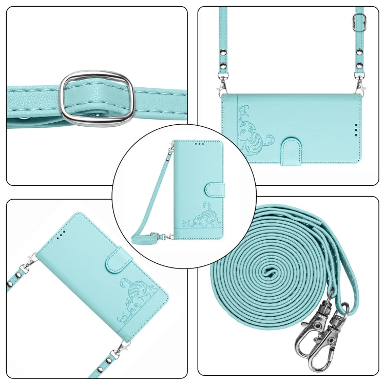 Cat Rat Embossed Pattern RFID Leather Phone Case with Lanyard, For Realme GT NEO 3T, For Realme 9 Pro+ 5G, For Realme Narzo 50 Pro 5G, For Realme 9 4G Global