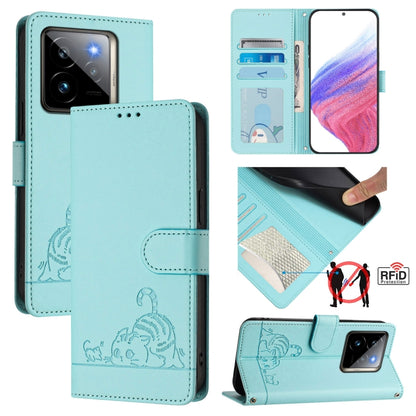 Cat Rat Embossed Pattern RFID Leather Phone Case with Lanyard, For Realme 14 Pro 5G, For Realme GT 7 Pro 5G, For Realme C63 5G Global, For Realme Note 60 4G Global