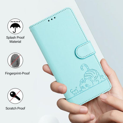 Cat Rat Embossed Pattern RFID Leather Phone Case with Lanyard, For Realme 14 Pro 5G, For Realme GT 7 Pro 5G, For Realme C63 5G Global, For Realme Note 60 4G Global